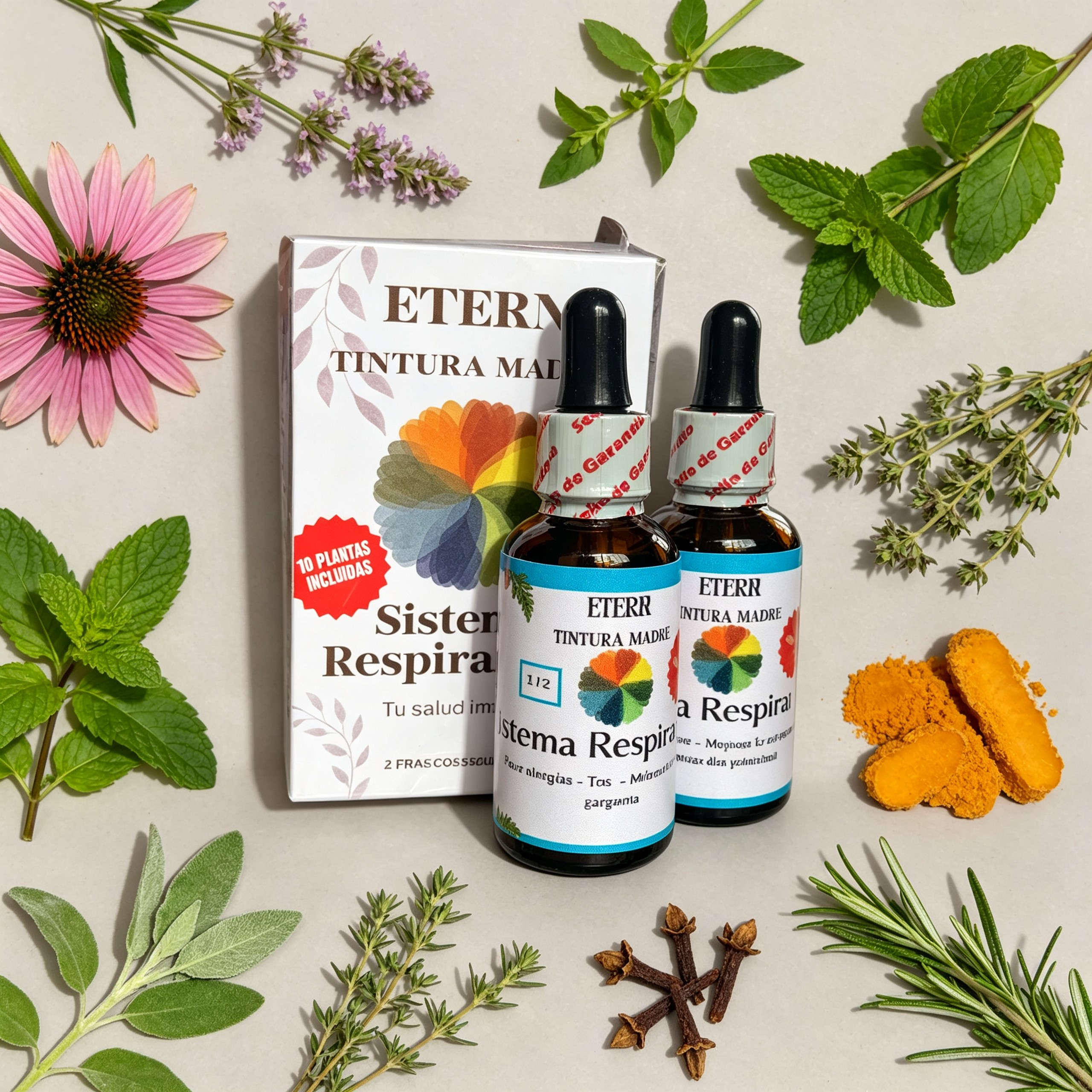 Kit Respiratorio - Doble Fórmula con 10 plantas medicinales para Alergias y Sinusitis